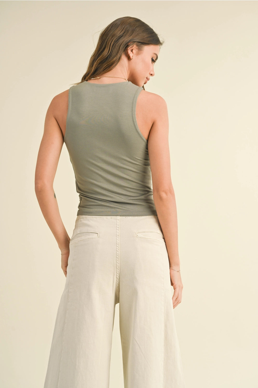 Aurora Double Layered Tank Top - Vintage Olive