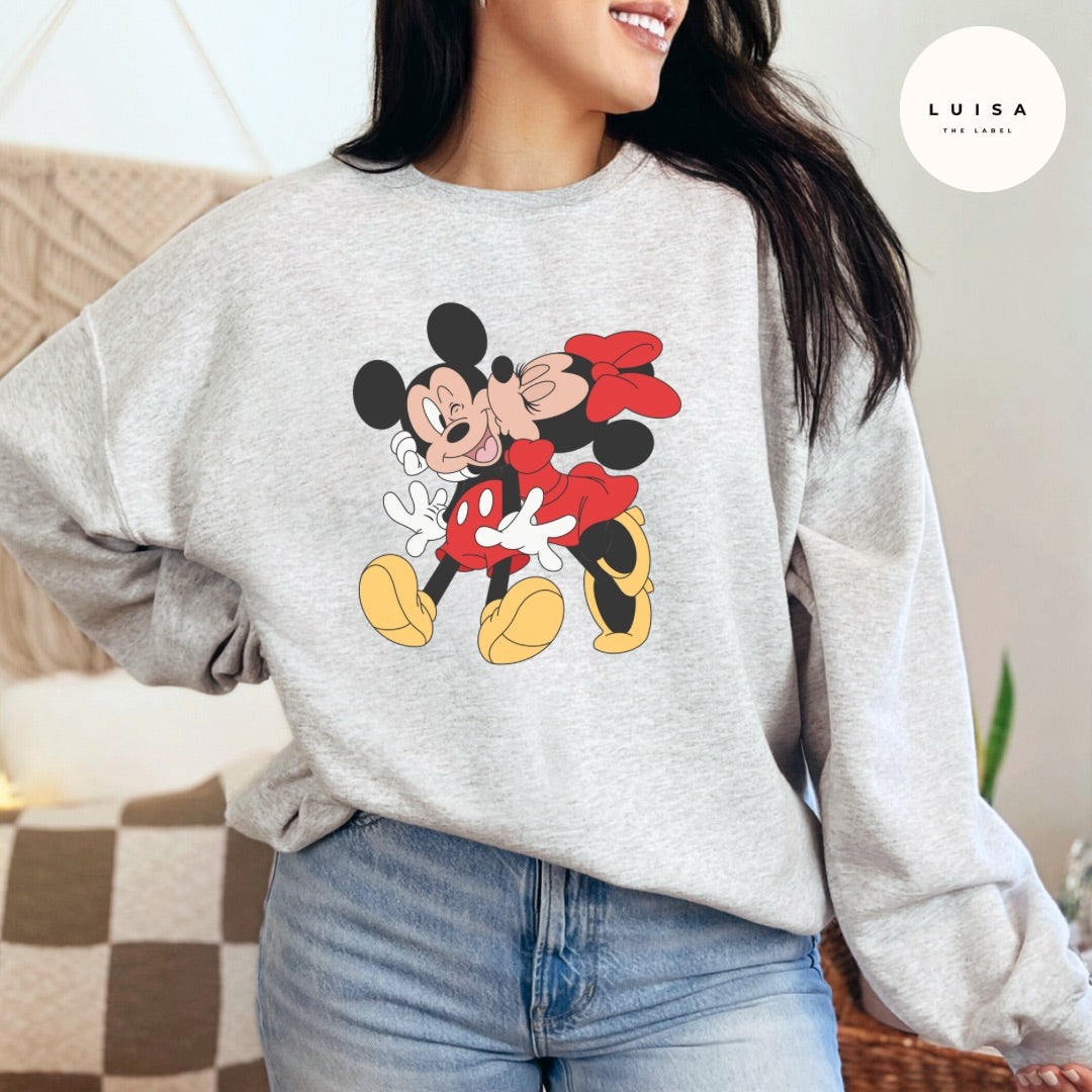 Minnie Kissing Mickey Crewneck