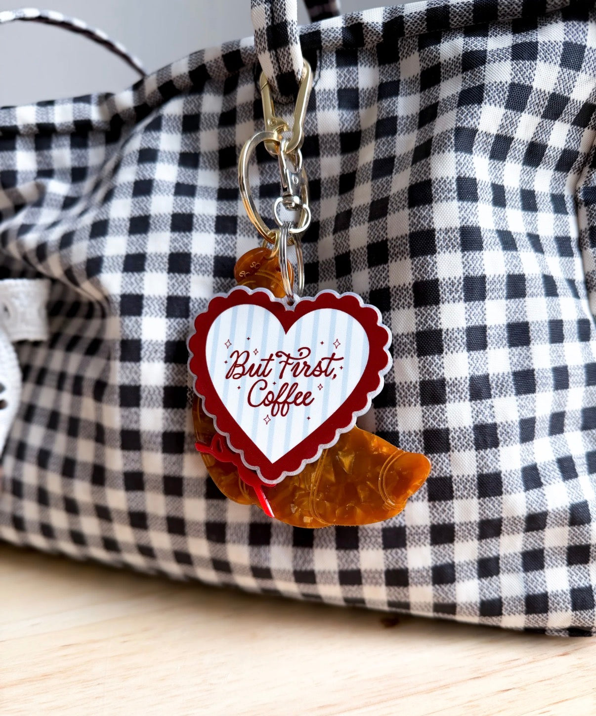 But First Coffee Heart Bag Charm