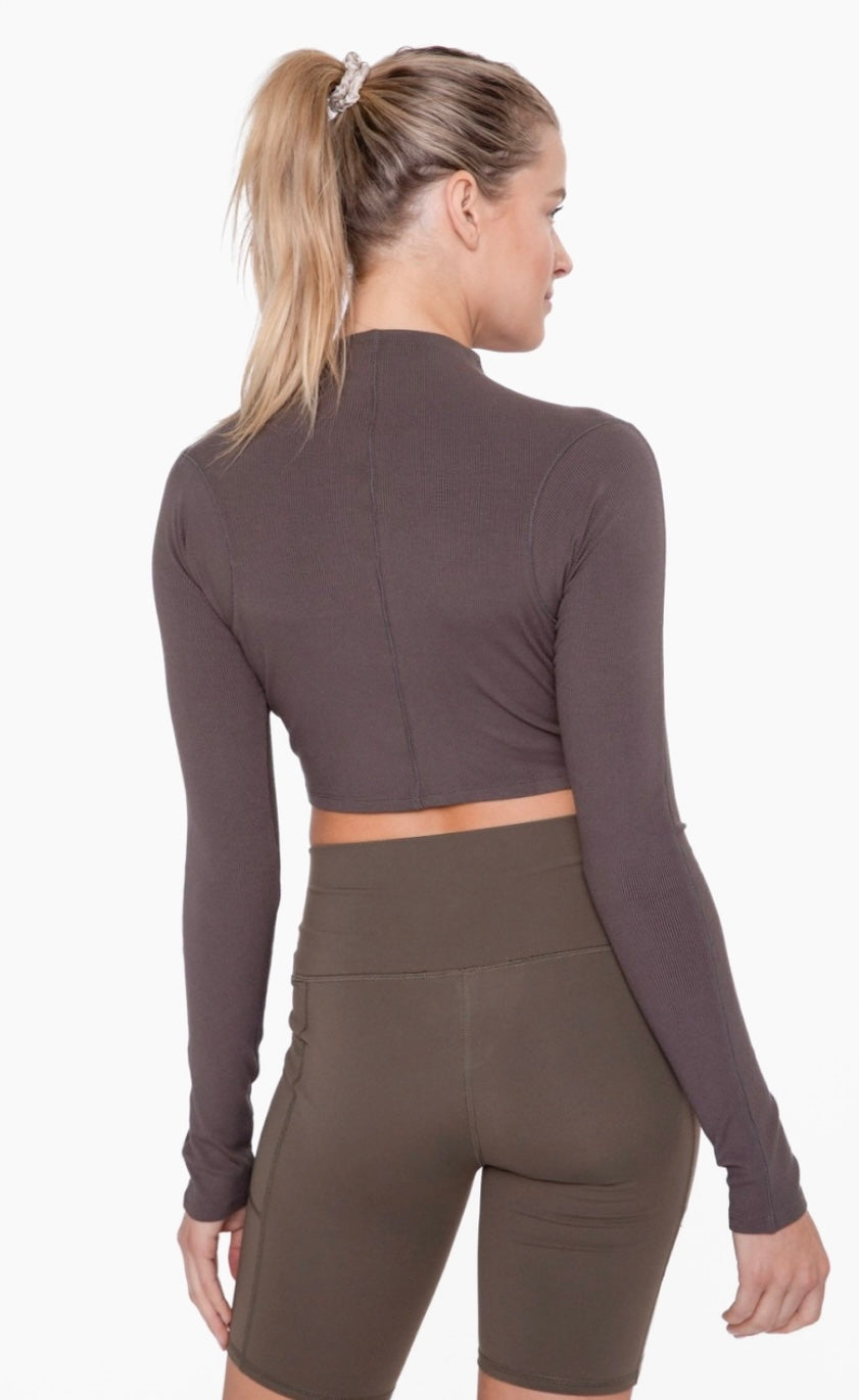 olive you cropped ribbed long sleeve
