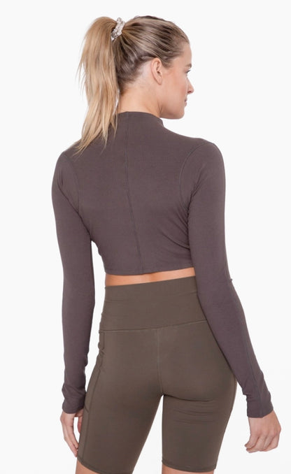 olive you cropped ribbed long sleeve