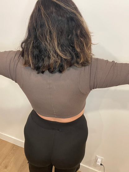 olive you cropped ribbed long sleeve