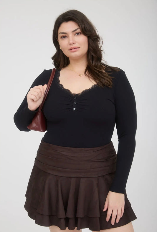 Plus Trim Long Sleeve Top