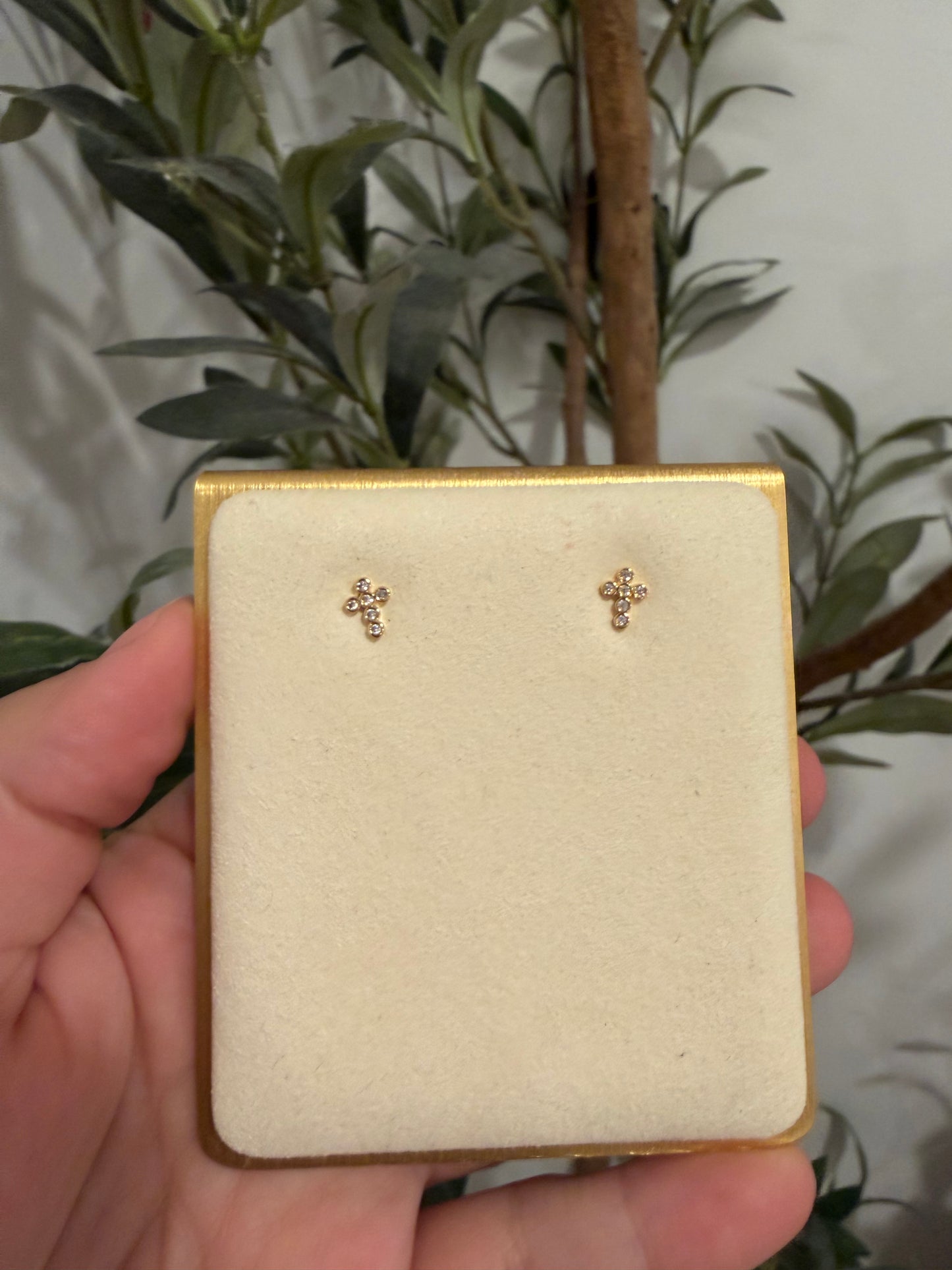 18K Gold Filled Cross Earrings