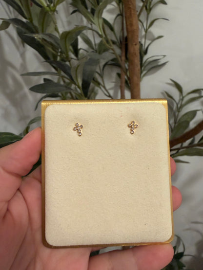 18K Gold Filled Cross Earrings