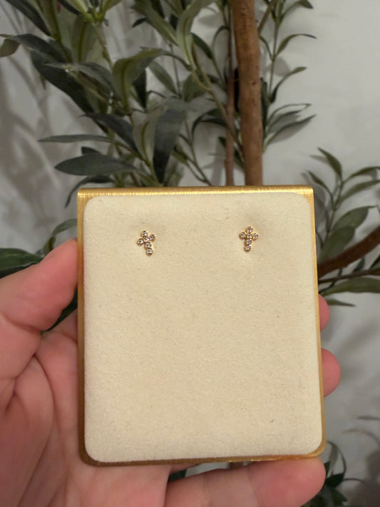 18K Gold Filled Cross Earrings