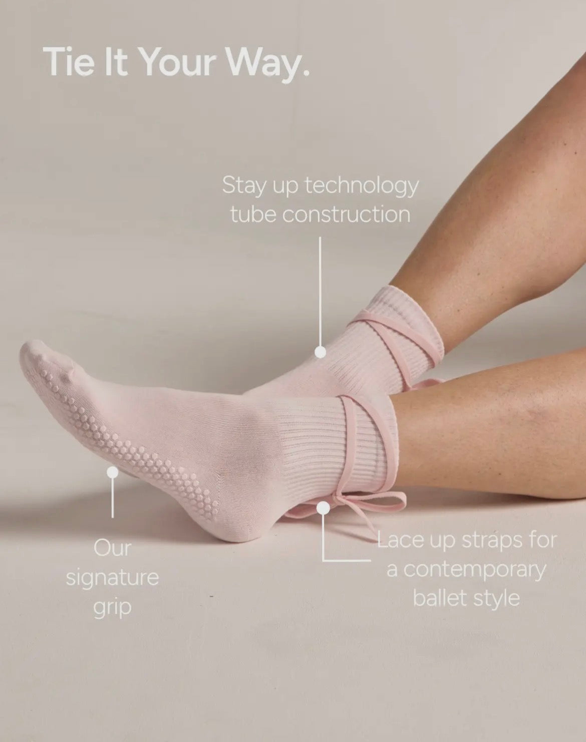 The Nina Grip Sock - Pink